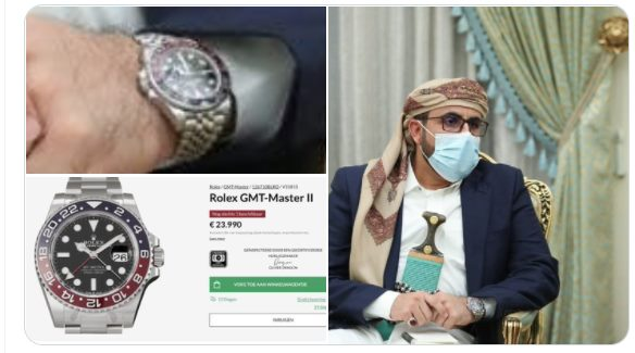 بلغ سعرها رقم خيالي .. قيادي حوثي بارز يشتري ساعة بمبلغ فلكي يفجر موجة غضب عارمة ظل ازمه وانقطاع الرواتب ..صور