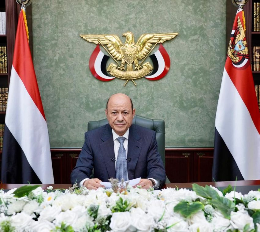 فخامة الرئيس العليمي يحيي الاصطفاف الوطني والإقليمي الواسع ضد الانقلاب الحوثي الغاشم